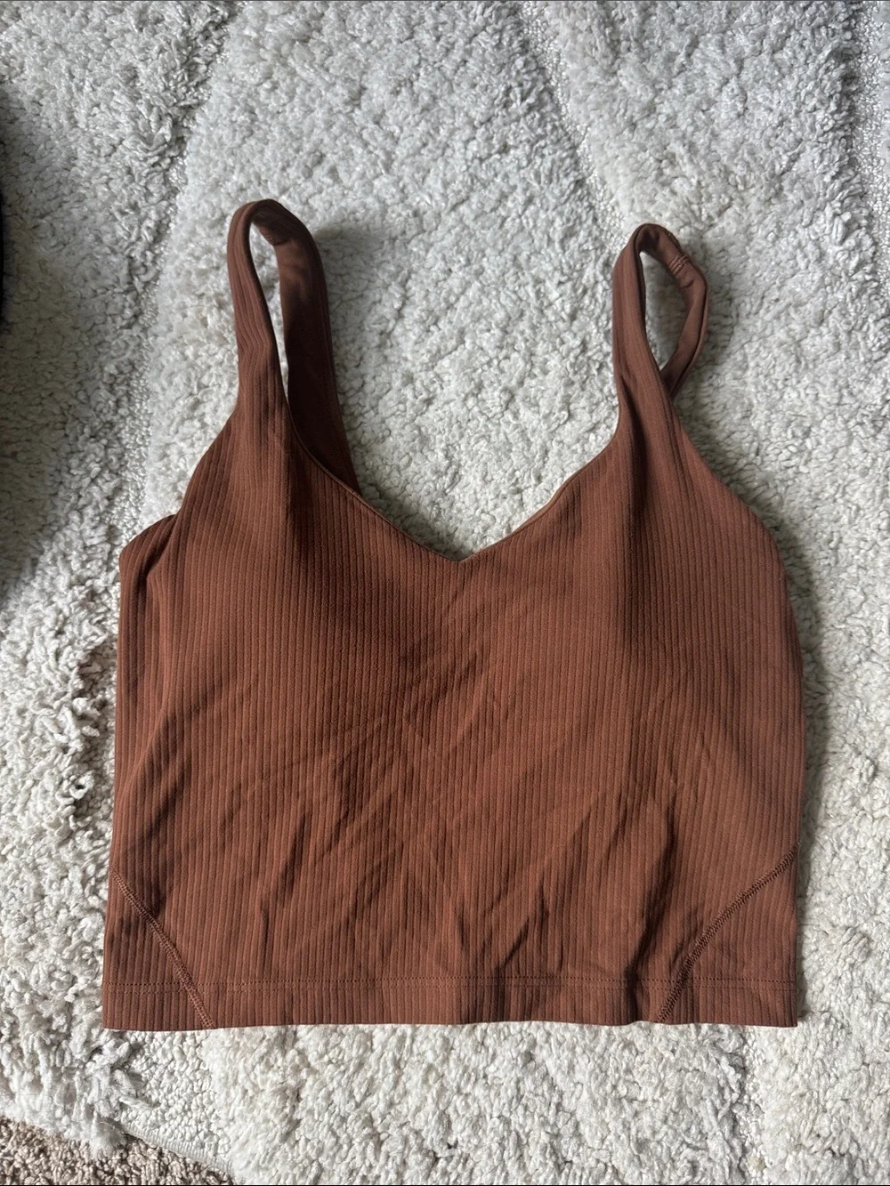 lululemon athletica Ribbed V-Neck Crop Tank - Chestnut Brown